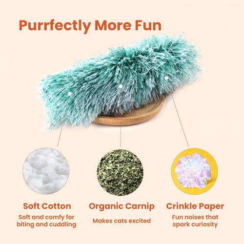 Petinstinct Cat Toys, 3 Pack Crinkle Catnip Pillow Toys for Indoor Cats | Soft Interactive Cat Toys for Chewing, Biting & Kicking, Organic Catnip Inside, Reduces Boredom, Blue & Orange & Green