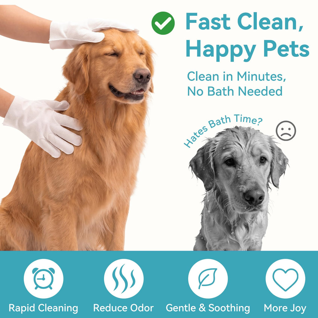 Petinstinct Pet Wipes for Ear Paws Butt, Pro Deodorizing Grooming Gloves | 12 PCs, Coconut Scent, Extra Thick Dog and Cat Wipes for Body Cleaning, Double Moisture, Hypoallergenic
