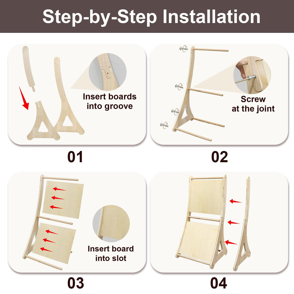 Petinstinct Sisal Cat Scratcher, Cat Scratching Board with Mouse Toy | 24” Wooden Ramp, Vertical and Horizontal Use for Wall and Floor, Easy Assembly, Climb and Scratch Fun, Protects Furniture