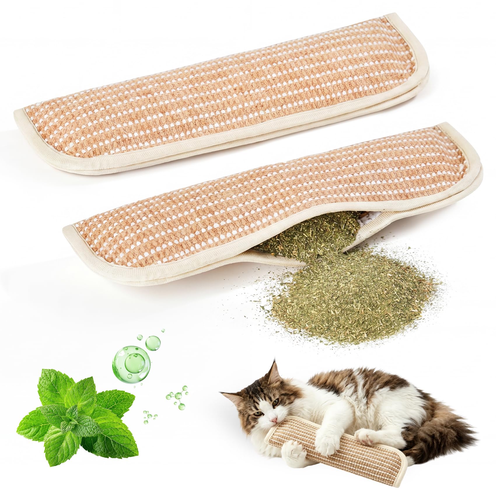 Petinstinct Cat Toys, 2 Pack Sisal Catnip Pillow Toys with 8000mg Catnip | Natural Sisal Interactive Cat Kicker Toys with Organic Catnip, Scratching Teeth Cleaning Chew Toys for Indoor Cats, Cat Gift