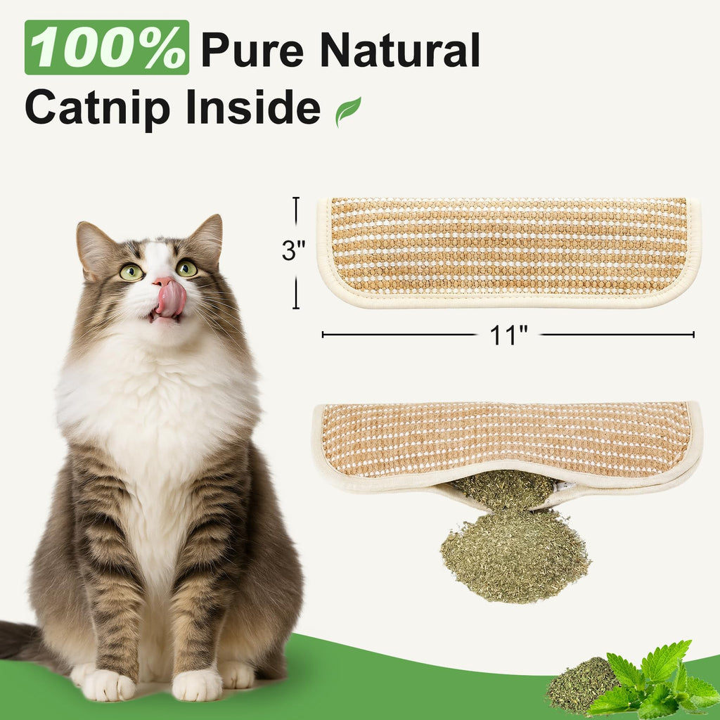 Petinstinct Cat Toys, 2 Pack Sisal Catnip Pillow Toys with 8000mg Catnip | Natural Sisal Interactive Cat Kicker Toys with Organic Catnip, Scratching Teeth Cleaning Chew Toys for Indoor Cats, Cat Gift