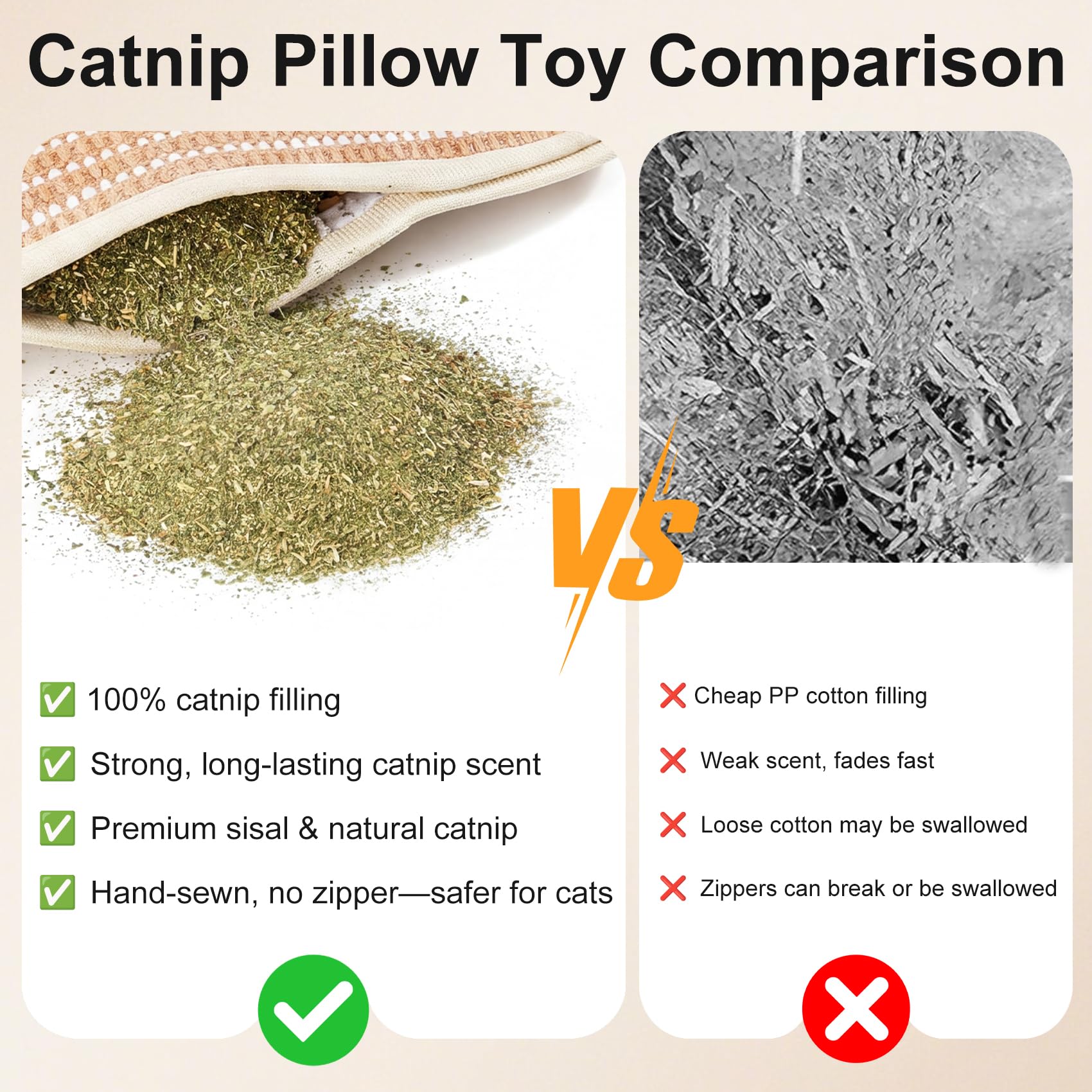 Petinstinct Cat Toys, 2 Pack Sisal Catnip Pillow Toys with 8000mg Catnip | Natural Sisal Interactive Cat Kicker Toys with Organic Catnip, Scratching Teeth Cleaning Chew Toys for Indoor Cats, Cat Gift
