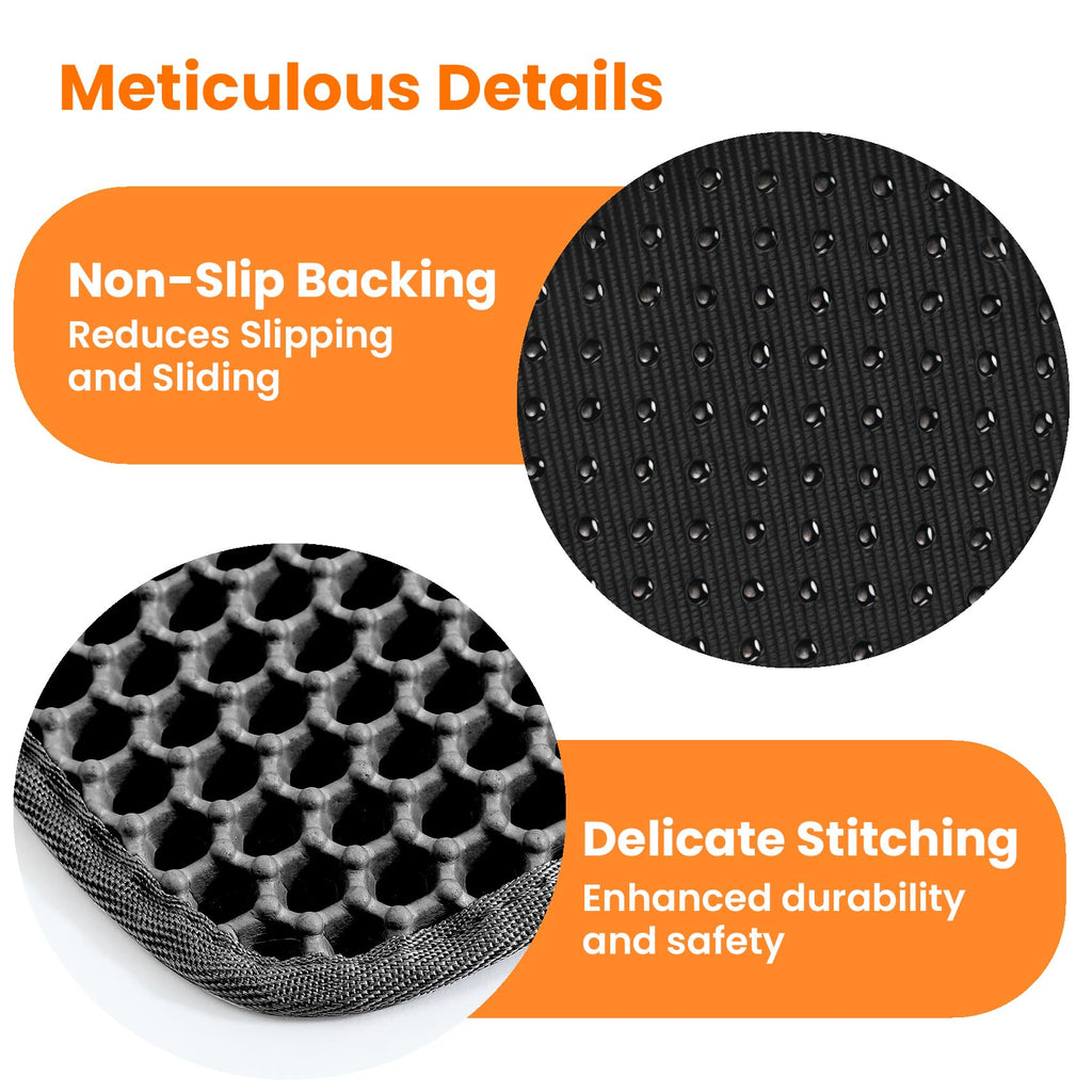 Petinstinct Cat Litter Mat, Double Layer Honeycomb Litter Box Mat | 24x18”, Efficient Litter Trapping, Easy to Clean, Waterproof, Non-Slip, Soft on Paws, Scratch Resistant, Black, Large